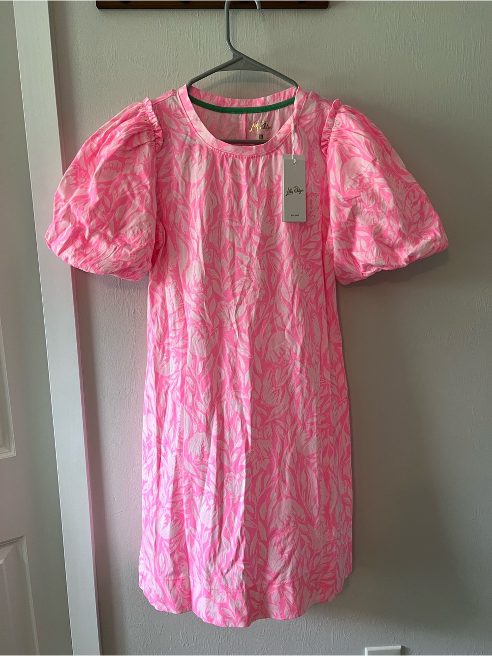 Lilly Pulitzer Pink Puff-Sleeve Shift Dress Top